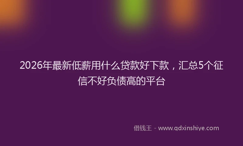 2026年最新低薪用什么贷款好下款，汇总5个征信不好负债高的平台