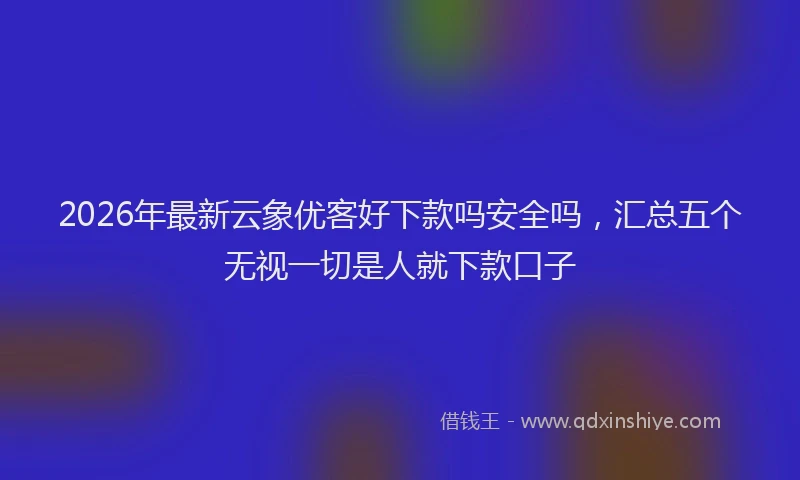 2026年最新云象优客好下款吗安全吗,汇总五个无视一切是人就下款口子