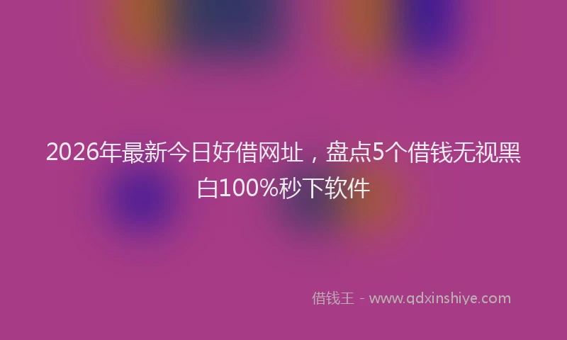 2026年最新今日好借网址，盘点5个借钱无视黑白100%秒下软件