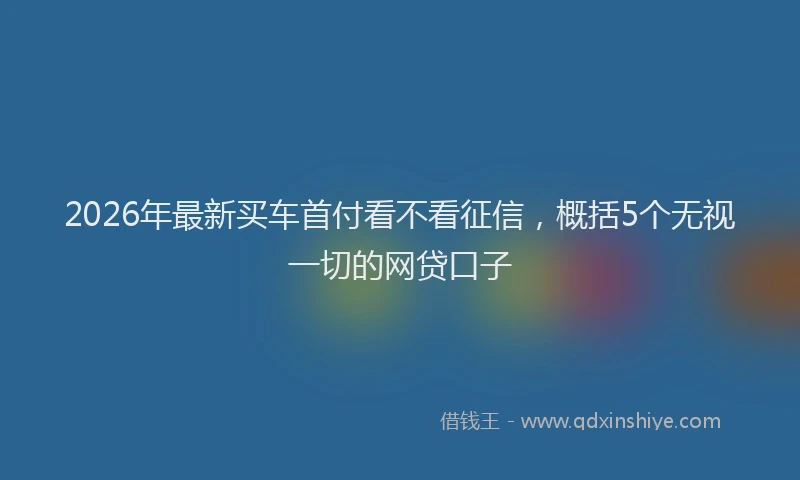 2026年最新买车首付看不看征信，概括5个无视一切的网贷口子