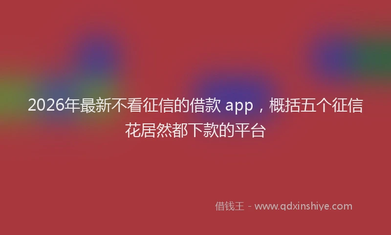2026年最新不看征信的借款 app,概括五个征信花居然都下款的平台