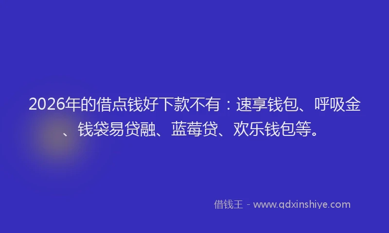 2026年的借点钱好下款不有:速享钱包、呼吸金、钱袋易贷融、蓝莓贷、欢乐钱包等。