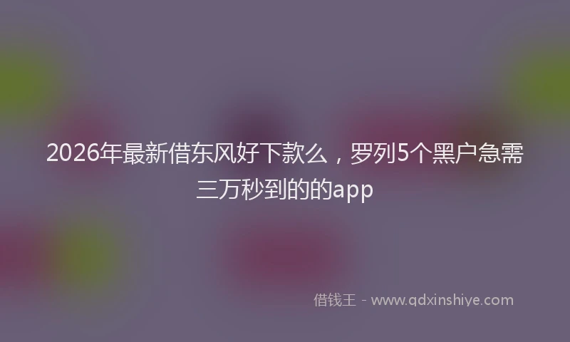 2026年最新借东风好下款么，罗列5个黑户急需三万秒到的的app