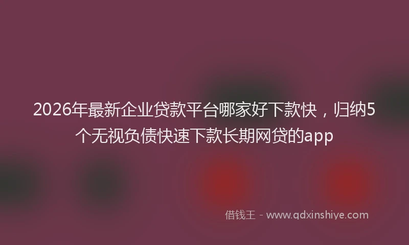 2026年最新企业贷款平台哪家好下款快,归纳5个无视负债快速下款长期网贷的app
