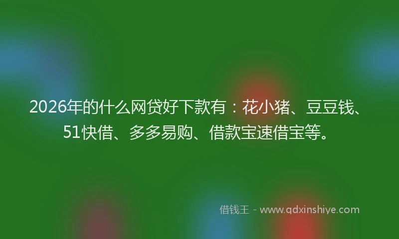 2026年的什么网贷好下款有:花小猪、豆豆钱、51快借、多多易购、借款宝速借宝等。
