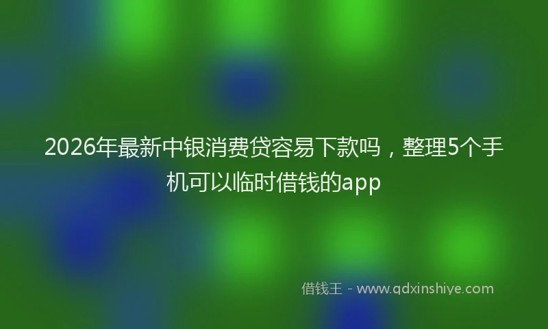 2026年最新中银消费贷容易下款吗，整理5个手机可以临时借钱的app