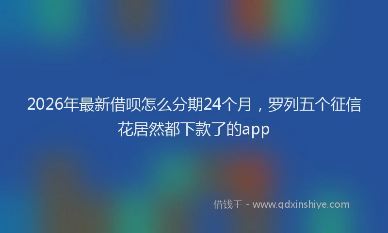 2026年最新借呗怎么分期24个月，罗列五个征信花居然都下款了的app