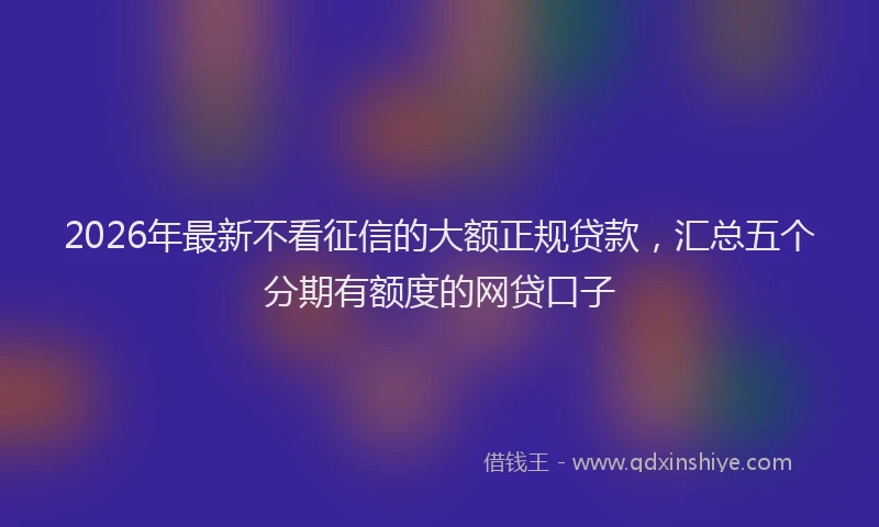 2026年最新不看征信的大额正规贷款，汇总五个分期有额度的网贷口子