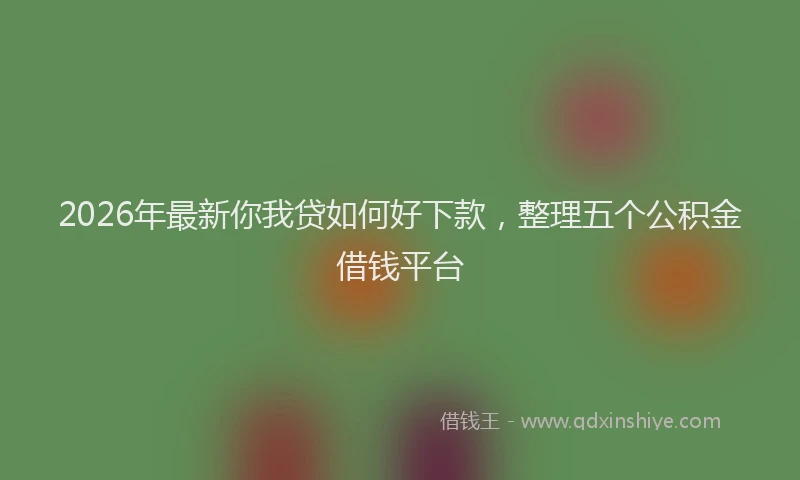 2026年最新你我贷如何好下款，整理五个公积金借钱平台