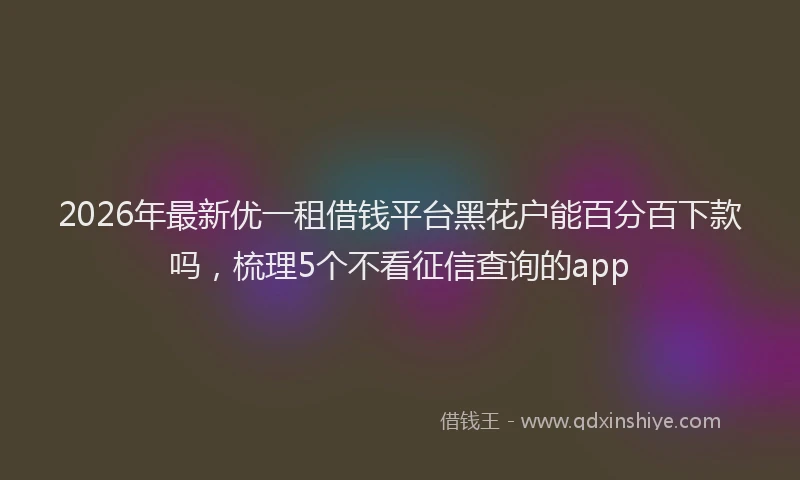 2026年最新优一租借钱平台黑花户能百分百下款吗，梳理5个不看征信查询的app
