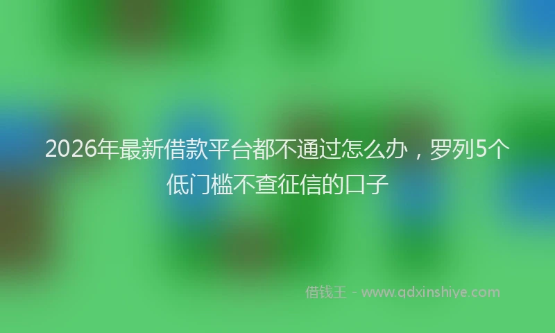 2026年最新借款平台都不通过怎么办,罗列5个低门槛不查征信的口子