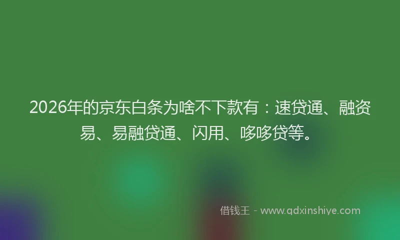 2026年的京东白条为啥不下款有:速贷通、融资易、易融贷通、闪用、哆哆贷等。