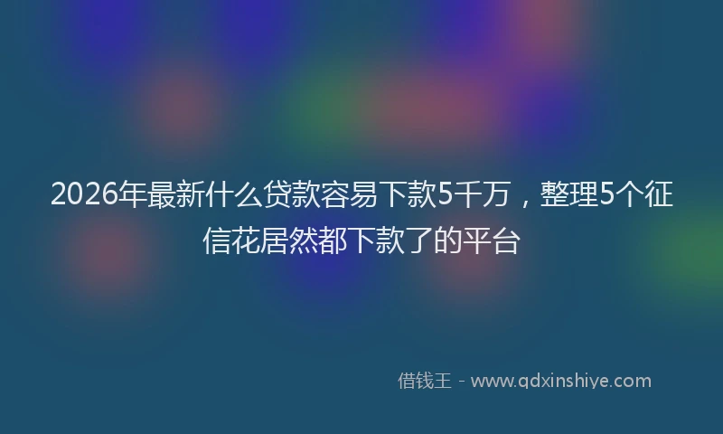 2026年最新什么贷款容易下款5千万，整理5个征信花居然都下款了的平台