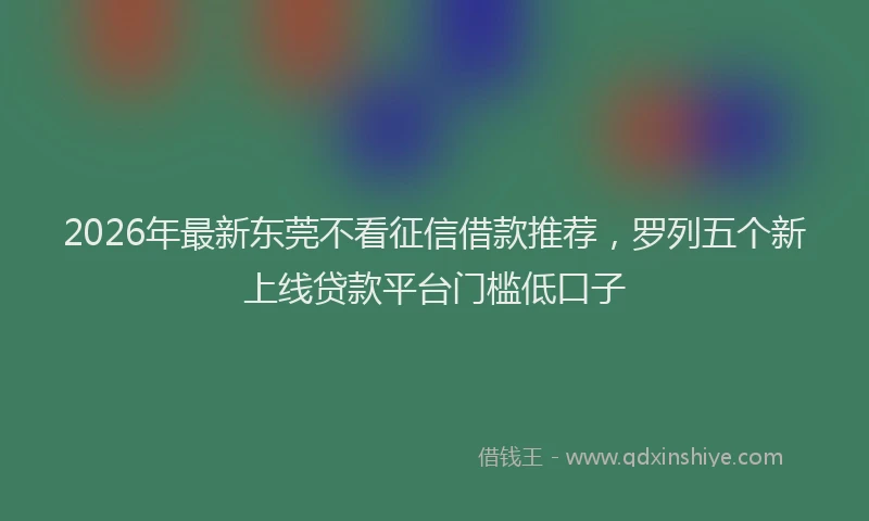 2026年最新东莞不看征信借款推荐，罗列五个新上线贷款平台门槛低口子