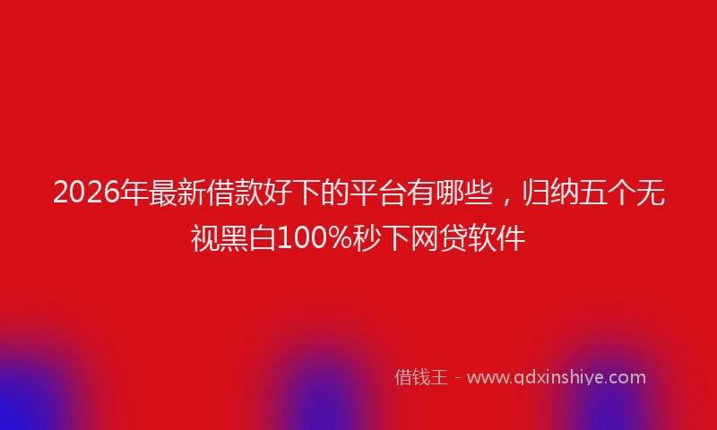 2026年最新借款好下的平台有哪些，归纳五个无视黑白100%秒下网贷软件