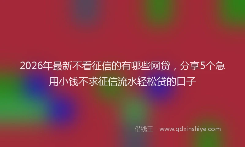 2026年最新不看征信的有哪些网贷，分享5个急用小钱不求征信流水轻松贷的口子