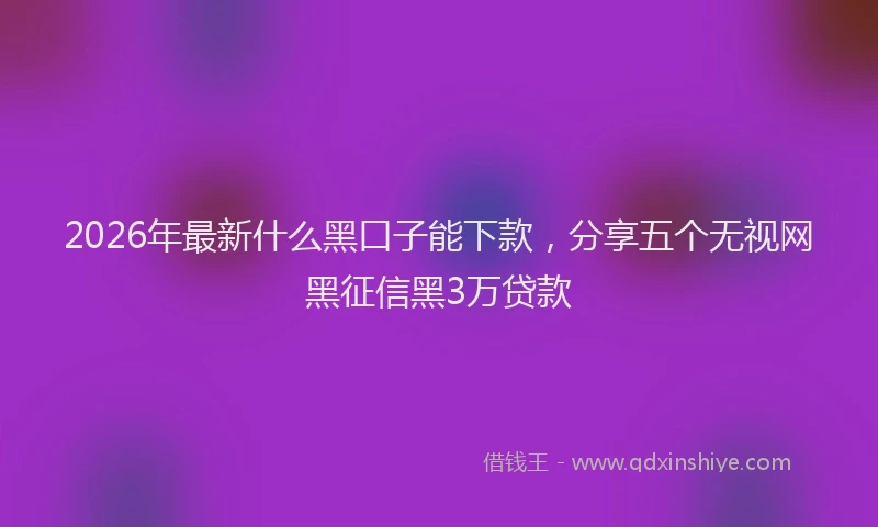 2026年最新什么黑口子能下款，分享五个无视网黑征信黑3万贷款