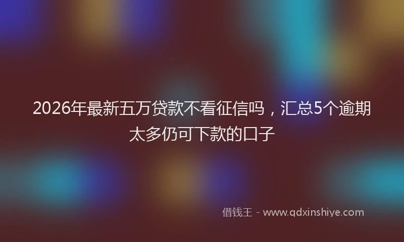 2026年最新五万贷款不看征信吗，汇总5个逾期太多仍可下款的口子