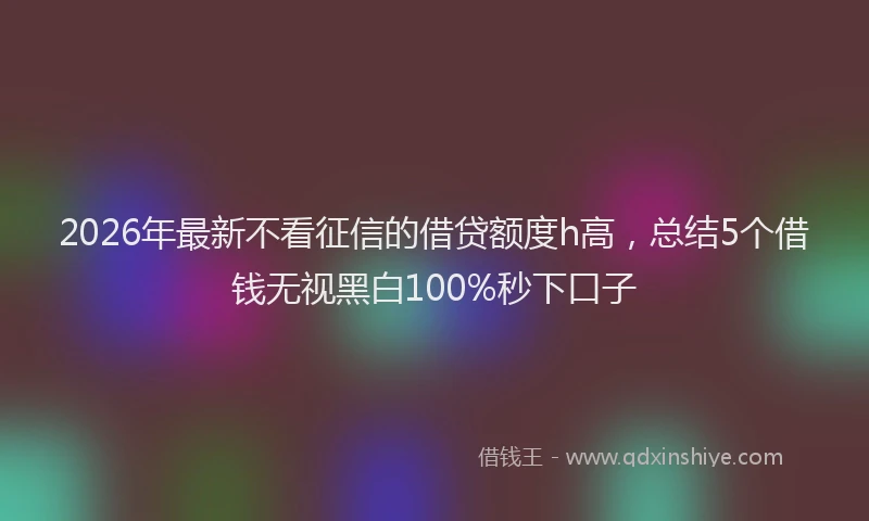 2026年最新不看征信的借贷额度h高,总结5个借钱无视黑白100%秒下口子