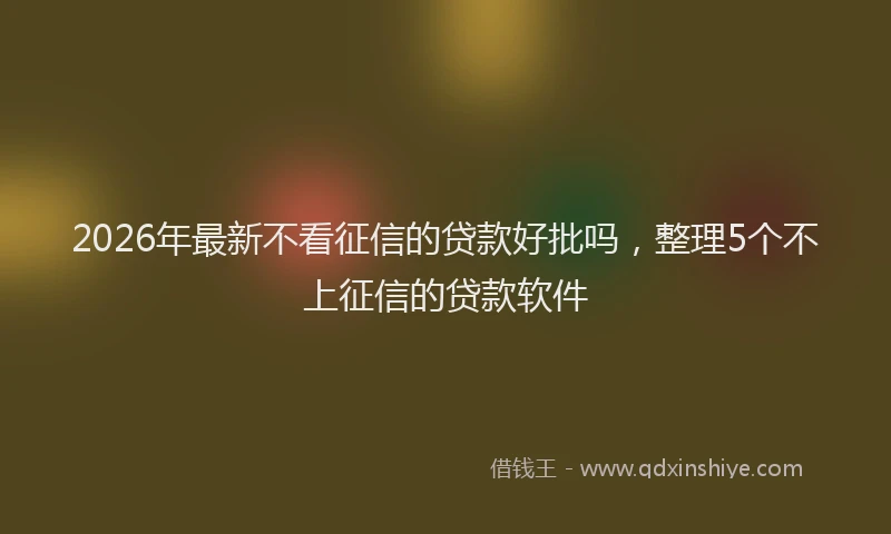 2026年最新不看征信的贷款好批吗，整理5个不上征信的贷款软件