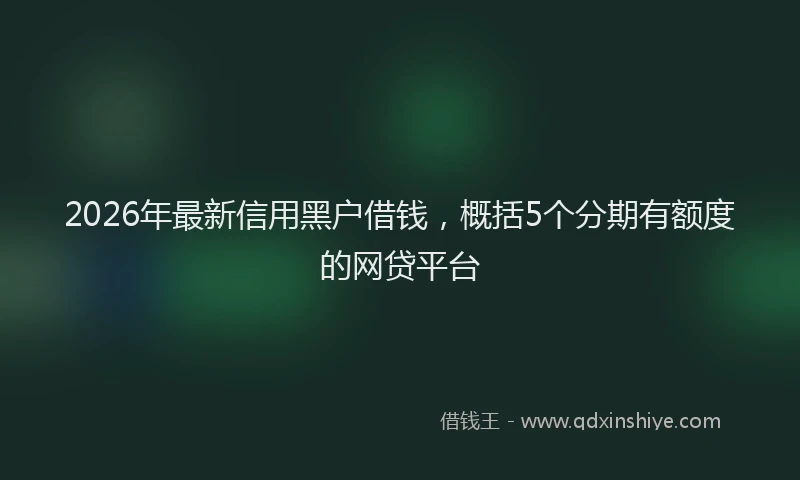 2026年最新信用黑户借钱,概括5个分期有额度的网贷平台