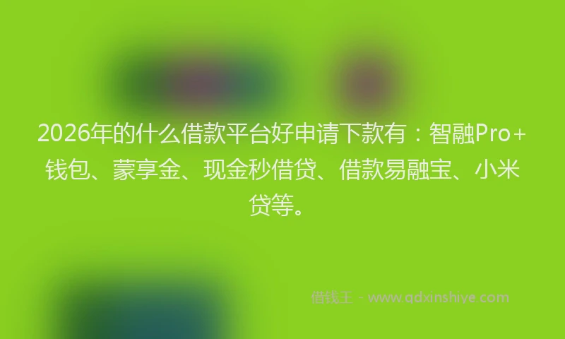 2026年的什么借款平台好申请下款有:智融Pro+钱包、蒙享金、现金秒借贷、借款易融宝、小米贷等。
