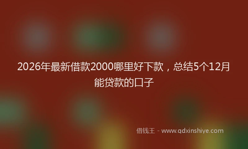 2026年最新借款2000哪里好下款,总结5个12月能贷款的口子