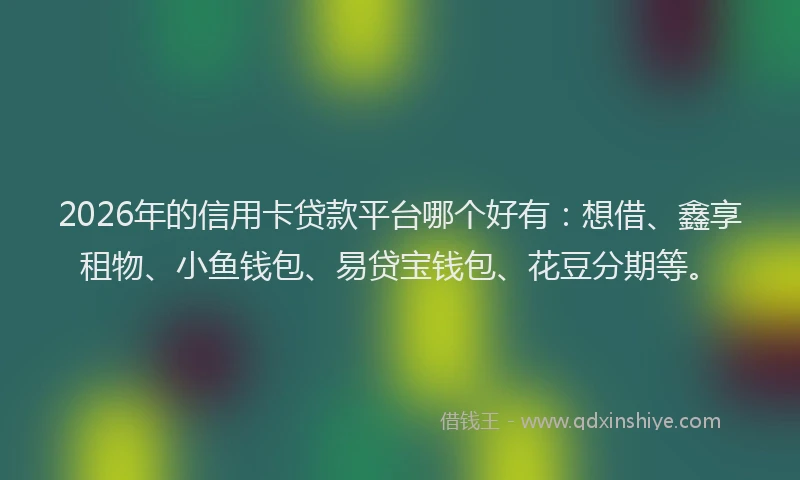 2026年的信用卡贷款平台哪个好有：想借、鑫享租物、小鱼钱包、易贷宝钱包、花豆分期等。