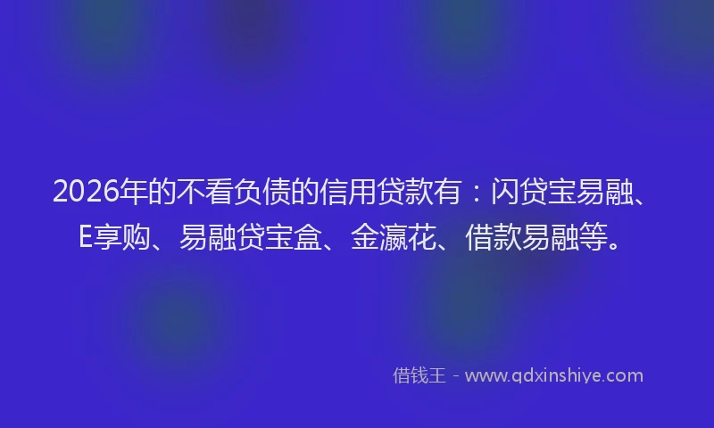 2026年的不看负债的信用贷款有：闪贷宝易融、E享购、易融贷宝盒、金瀛花、借款易融等。