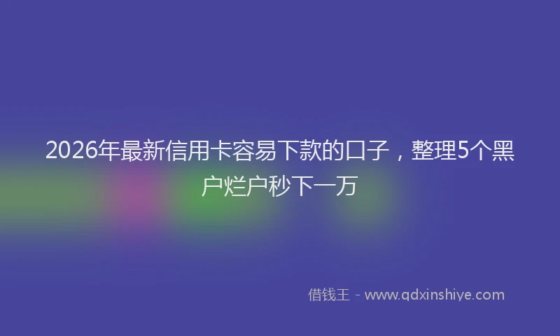 2026年最新信用卡容易下款的口子，整理5个黑户烂户秒下一万