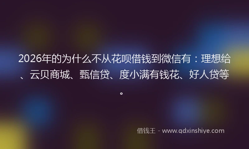 2026年的为什么不从花呗借钱到微信有：理想给、云贝商城、甄信贷、度小满有钱花、好人贷等。