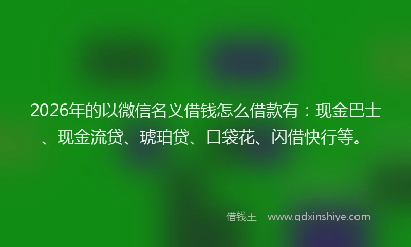 2026年的以微信名义借钱怎么借款有：现金巴士、现金流贷、琥珀贷、口袋花、闪借快行等。