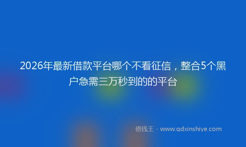 2026年最新借款平台哪个不看征信，整合5个黑户急需三万秒到的的平台