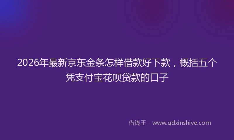 2026年最新京东金条怎样借款好下款，概括五个凭支付宝花呗贷款的口子