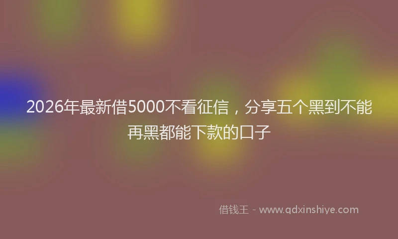 2026年最新借5000不看征信，分享五个黑到不能再黑都能下款的口子