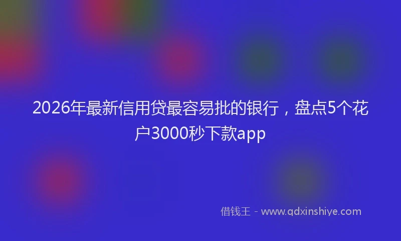 2026年最新信用贷最容易批的银行,盘点5个花户3000秒下款app