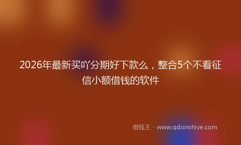 2026年最新买吖分期好下款么，整合5个不看征信小额借钱的软件