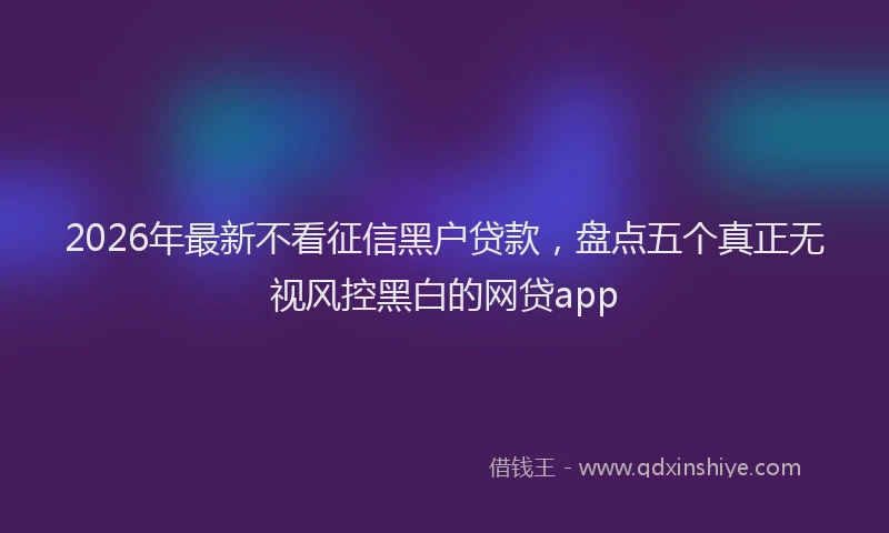 2026年最新不看征信黑户贷款，盘点五个真正无视风控黑白的网贷app