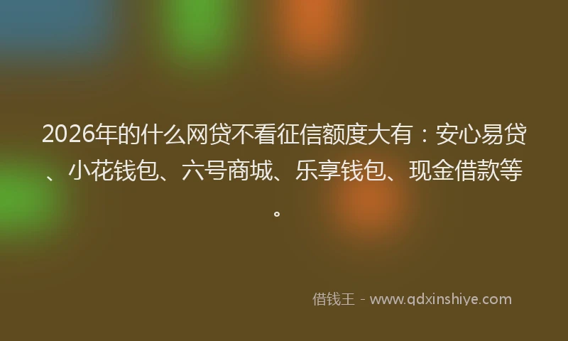 2026年的什么网贷不看征信额度大有：安心易贷、小花钱包、六号商城、乐享钱包、现金借款等。