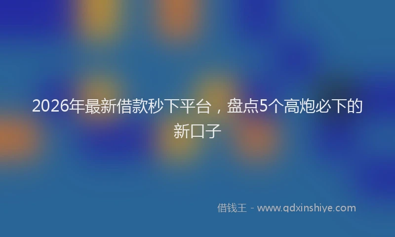 2026年最新借款秒下平台，盘点5个高炮必下的新口子