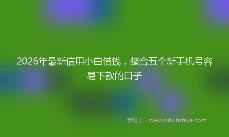 2026年最新信用小白借钱,整合五个新手机号容易下款的口子