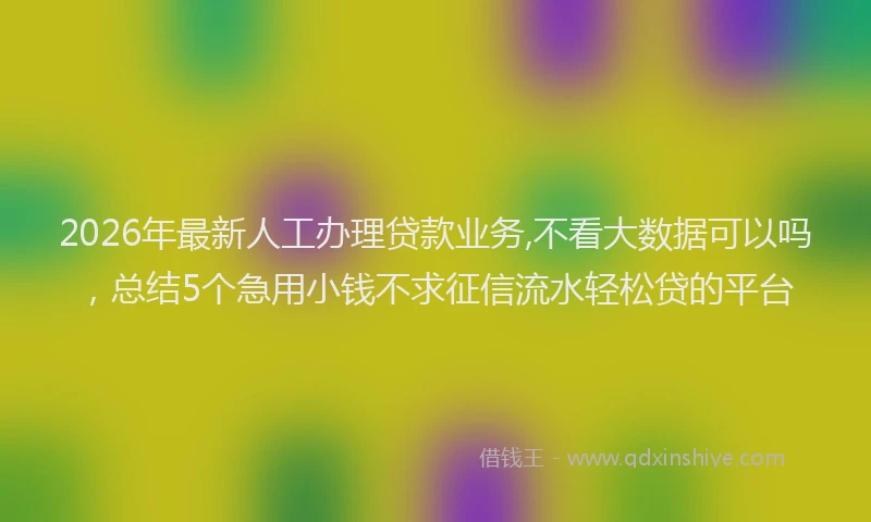 2026年最新人工办理贷款业务,不看大数据可以吗，总结5个急用小钱不求征信流水轻松贷的平台