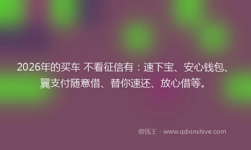 2026年的买车 不看征信有：速下宝、安心钱包、翼支付随意借、替你速还、放心借等。