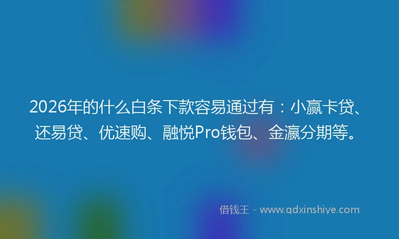 2026年的什么白条下款容易通过有：小赢卡贷、还易贷、优速购、融悦Pro钱包、金瀛分期等。