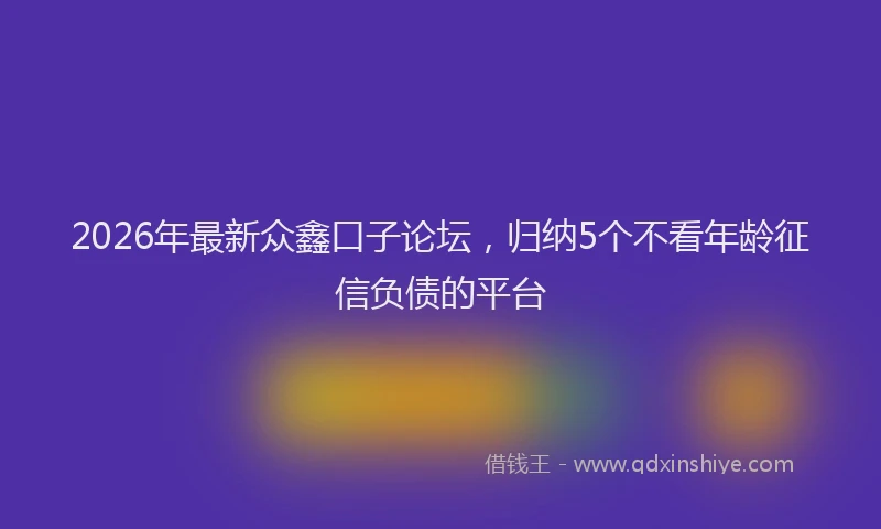 2026年最新众鑫口子论坛，归纳5个不看年龄征信负债的平台