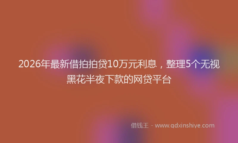 2026年最新借拍拍贷10万元利息，整理5个无视黑花半夜下款的网贷平台