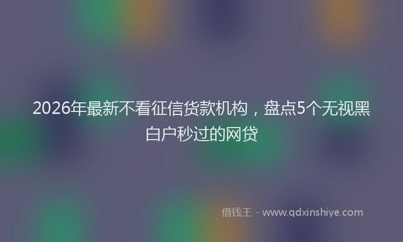 2026年最新不看征信货款机构,盘点5个无视黑白户秒过的网贷