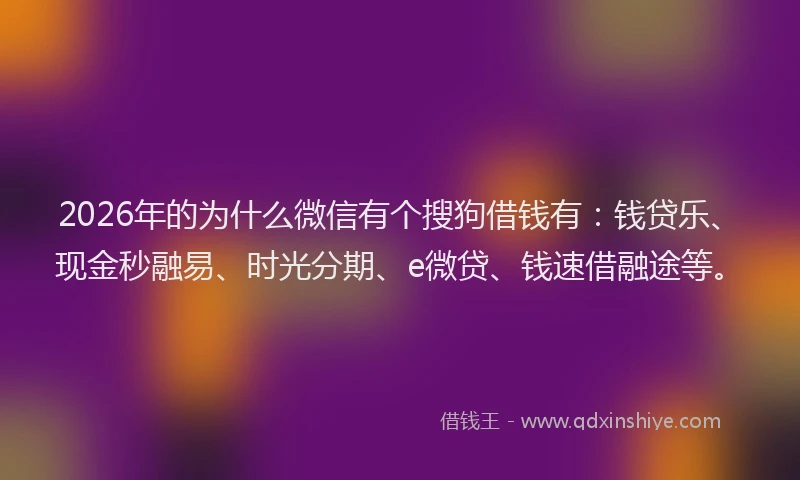 2026年的为什么微信有个搜狗借钱有：钱贷乐、现金秒融易、时光分期、e微贷、钱速借融途等。