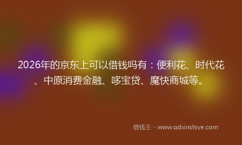 2026年的京东上可以借钱吗有:便利花、时代花、中原消费金融、哆宝贷、魔快商城等。