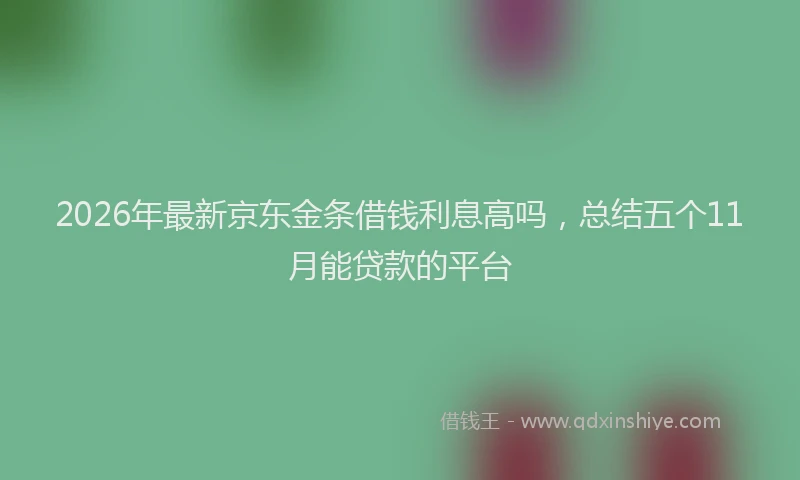 2026年最新京东金条借钱利息高吗，总结五个11月能贷款的平台